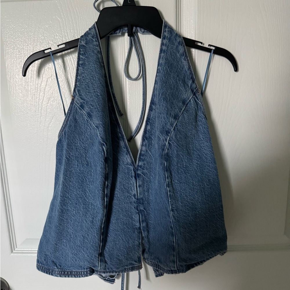 Abercrombie & Fitch Light Blue Denim Halter Camisole